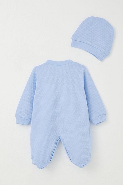 Breeze 0-6 Months Baby Boy Blue Jacquard Jumpsuit