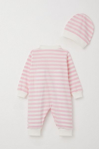 Breeze 0-6 Months Baby Girl Pink Striped Jumpsuit