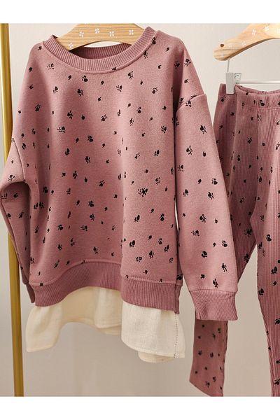 MODA Dusty Rose Female Child Bodysuit with Twill Leggings