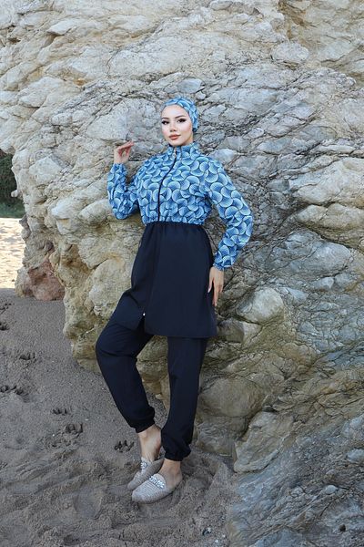 new ats Cemre 3-Piece Hijab Swimsuit with Adjustable Elastic Waist