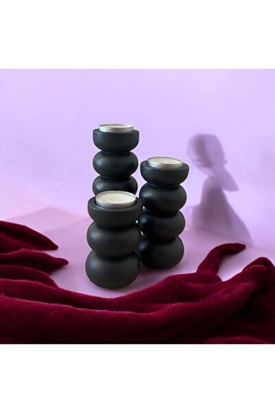 Sienta Home Dekoratif Ahşap Bubble 3’lü Mumluk - Şamdan Doğal Gürgen Ağacı An...