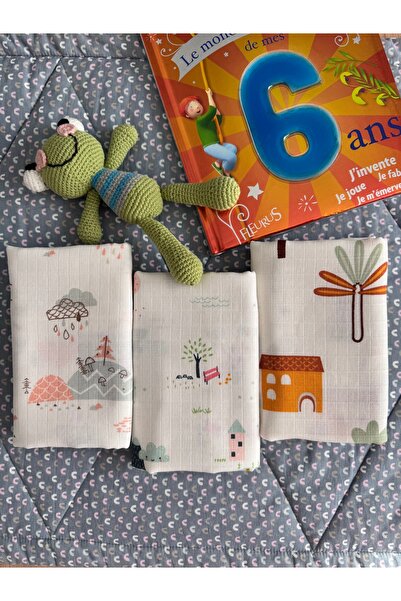 Mutlu Gün Marketi طقم بطانية وبطانية موسلين متعددة الأغراض مكون من 3 قطع 100%...