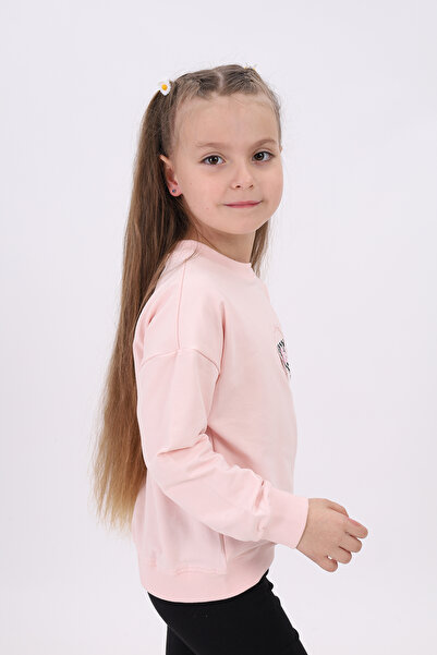 Toontoy Φούτερ για κορίτσια Relax Fit με λαιμόκοψη με κέντημα με τύπωμα - 2 νήματα