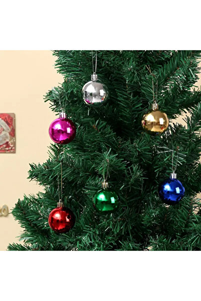 hediyeofisi Christmas Tree Ornament 3cm Glittery and Shiny Little Cici Ball Tree Ornament 24pcs