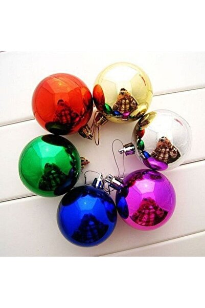 hediyeofisi Christmas Tree Ornament 3cm Glittery and Shiny Little Cici Ball Tree Ornament 24pcs