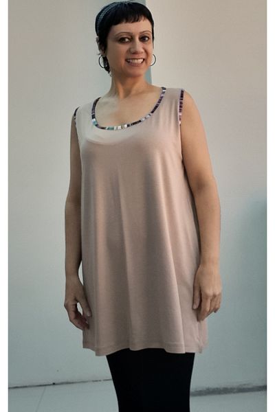 Mertcan Butik Μπλουζάκι από χτενισμένο βισκόζη με λεπτομέρεια βιζόν και χοντρό λουράκι