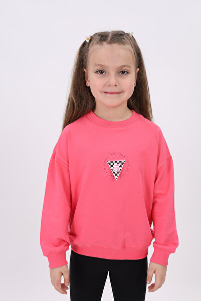 Toontoy Φούτερ για κορίτσια Relax Fit με λαιμόκοψη με κέντημα με τύπωμα - 2 νήματα