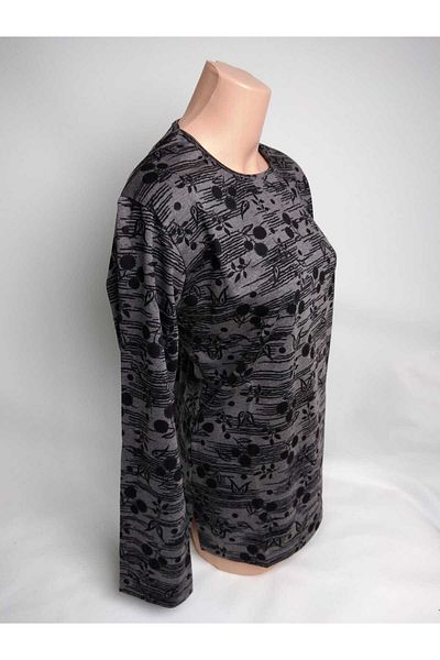 YAŞAR TRİKO Tricou de damă, maro, cu decolteu, cu mânecă lungă, din bumbac pieptănat, Lizy Mother, cu fante laterale