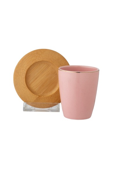 Dania مجموعة من أكواب البورسلين والصحون الخشبية للشاي والإسبريسو