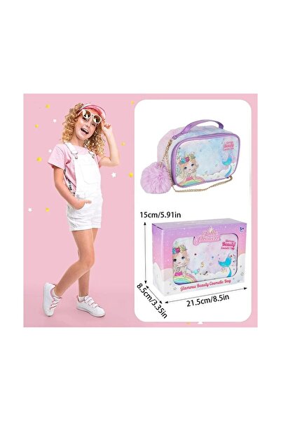 Bloomie's Bloomie Çantalı Takı Aksesuarlı Çocuk Güzellik Makyaj Seti, Sürülebilir Çocuk Makyaj Malzemeleri