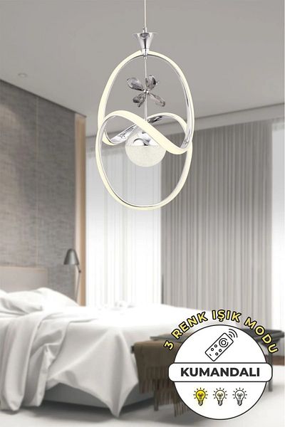 VENON Stella Remote Controlled 3 Color Light Featured Modern Chrome Plated Pendant Lamp Led Chandelier Living Room Chandelier