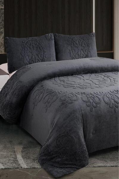 Çeyiz Diyarı Anthracite Lidya Filled Double Bedspread - Acrylic