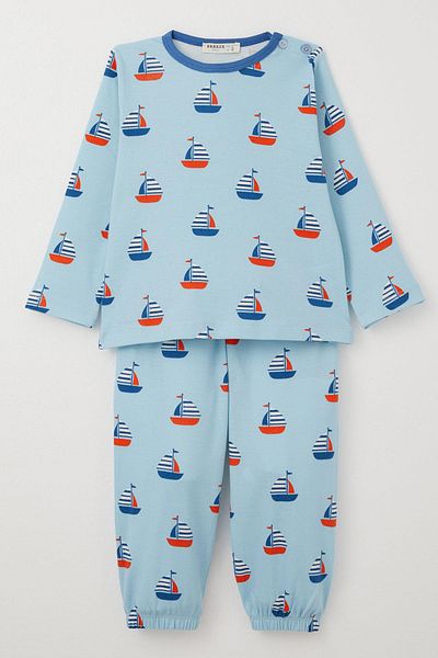 Breeze Pajamas for Boys 1-3 Years - Sail Pattern, Light Blue