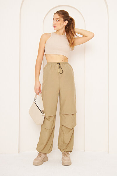 PONÇİK Pantaloni din stofă Parașuta de damă, bej-gri