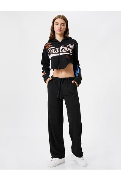 Koton Raised Basic Sweatpants with Pockets and Tie Waist Cotton Blend