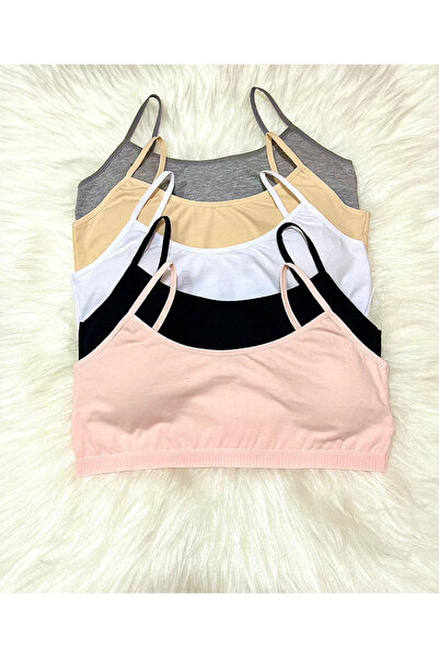 ek bykuzeylingerie Women's 5 Pieces Combed Cotton Fabric String Straps Half Undershirt with Removable Pads