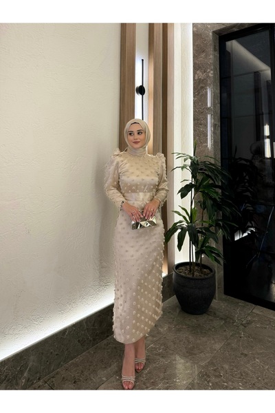 By Atelier Bej Perla Tesettür Kalem Abiye