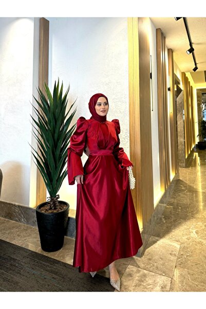 By Atelier Βουργουνδία Bera Hijab βραδινό φόρεμα