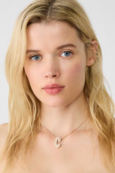 Stradivarius Bright Stone Letter-Tip Necklace