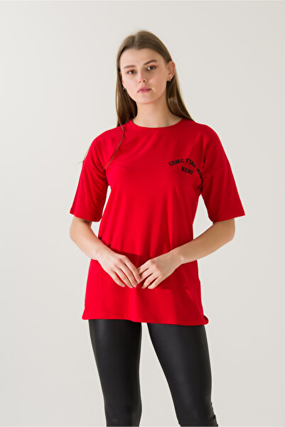 PONÇİK Tricou damă Come Find Roșu Imprimat 21014 Roșu