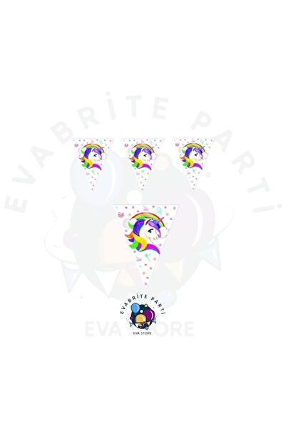 Evabrite Τρίγωνο σημαιάκι με θέμα το μονόκερο - Προμήθειες για σετ πάρτι γενεθλίων