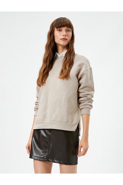 Koton Crew Neck Sweatshirt Basic Long Sleeve Ribbed
