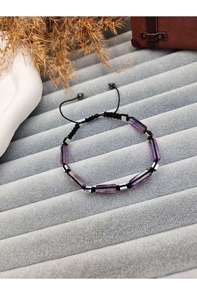 AURA Natural Stone Men's Bracelet Amethyst(Positive Energy) Stone