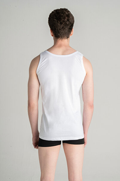 Mercan %100 Pamuk 6'lı Erkek Beyaz Askılı Atlet