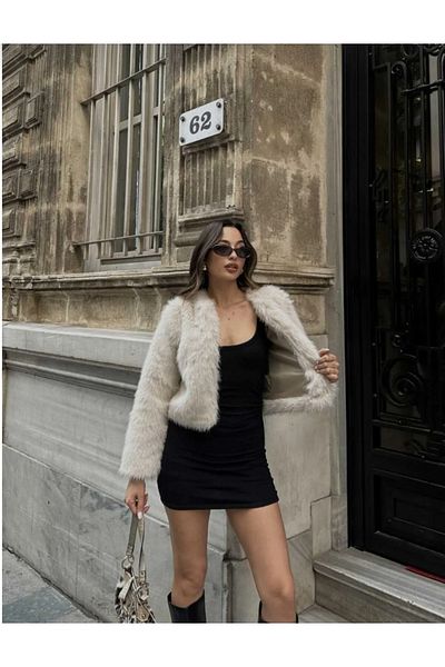 ADASTYLE Collarless, Lolita Fur, Coat