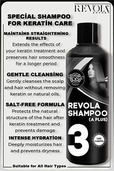 REVOLA EXPERT Brezilya Fönü Için Keratinli Tuzsuz Saç Bakım Şampuanı (UZUN SÜRELİ DÜZLEŞTİRME SAĞLAR) 500ml