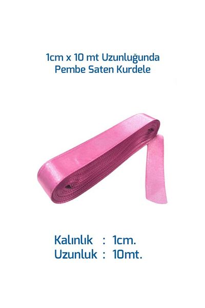 PartAntalya 10Mt Pink Satin Ribbon - 1cm Satin Ribbon Ribbon