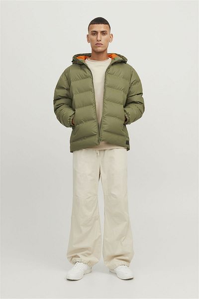 Jack & Jones Palton puf pentru bărbați, rezistent la apă și vânt, cu glugă - Elements