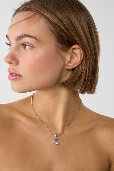 Stradivarius Bright Stone Letter-Tip Necklace