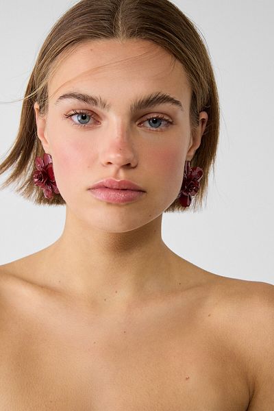 Stradivarius Flower-Shaped Metal Earrings