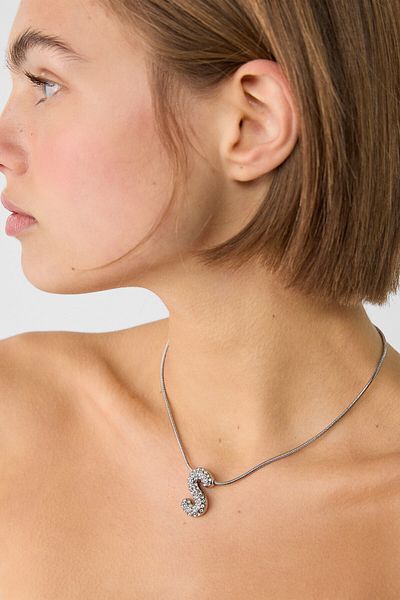 Stradivarius Bright Stone Letter-Tip Necklace