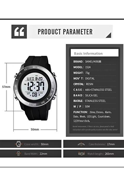 Skmei 1524 Model Men's Led Digital Chrono Wrist Watch