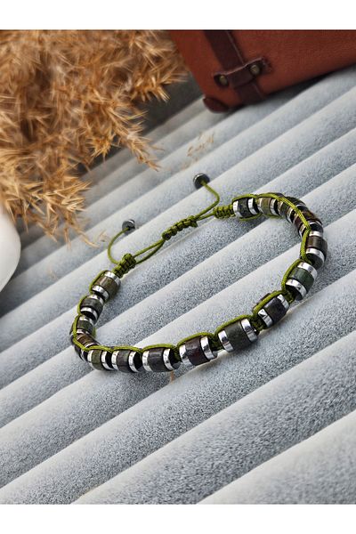 AURA Natural Stone Men's Bracelet (Blood Stone)