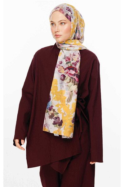 VALORSCARF Violet Pattern Cotton Silk Shawl