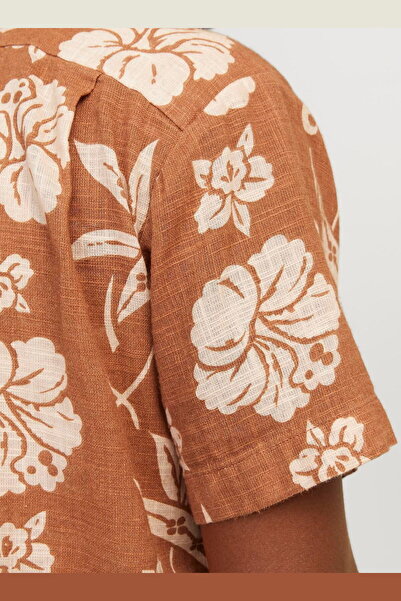 Jack & Jones Comfort Fit Kahve Erkek Gömlek JPRBLUFLORES PRINT SHIRT S/S LN
