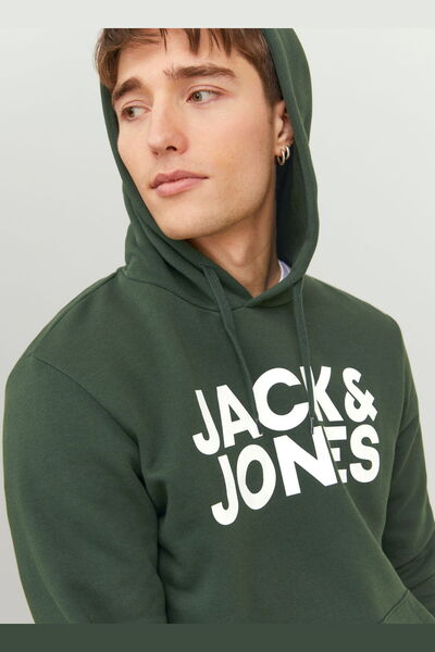 Jack & Jones Ανδρικό φούτερ - Σκούρο πράσινο, λογότυπο Jjecorp, 12152840
