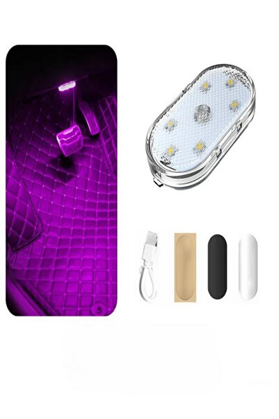 Mighty Araç ve Dolap İçi MOR Işık Şarjlı Dokunmatik LED Lamba Işık