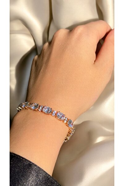 KARAN GROUP ZİRKON TAŞLI PIRLANTALI OVAL KESİM BİLEKLİK- PREMİUM BİLEKLİK ROS...