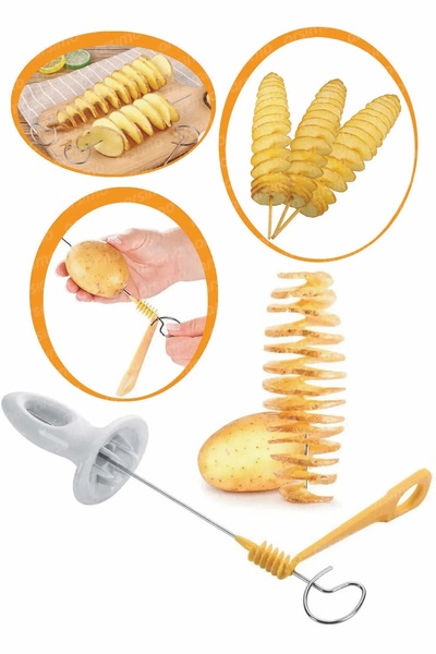 Hanedanev Spiral Patates Dilimleyici Aparat Çubukta Patates Cips Yapma Aleti