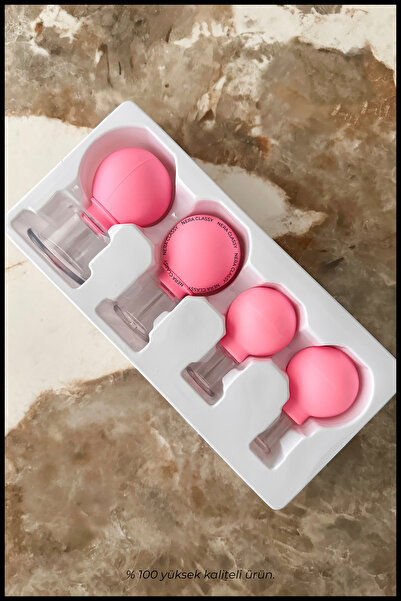 Nera Classy 4 Adet Silikon Vakumlu Yüz ve Vücut Kupası, Selülit Masajı Yüz Ak...