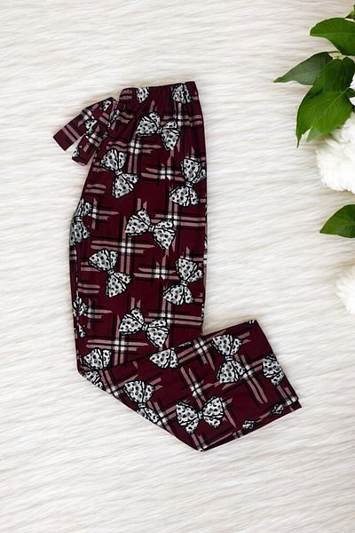 Pi Giyim Women's Pajama Bottoms Suede Fabric with Ribbon Plaid