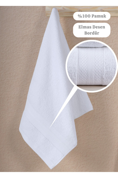 Ellaline Набір з 4 рушників для ванної кімнати - 100% бавовна, бордюр з ромбовим візерунком, антрацит-білий, 50x80-70x130 см