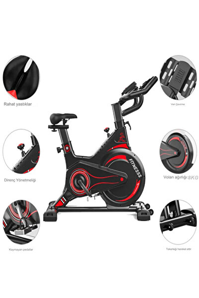 Tisul PB-02 Mekanik Kondisyon Bisikleti Spor Koşu Egzersiz Bisikleti Spin Bike Dikey Ev Bisikleti