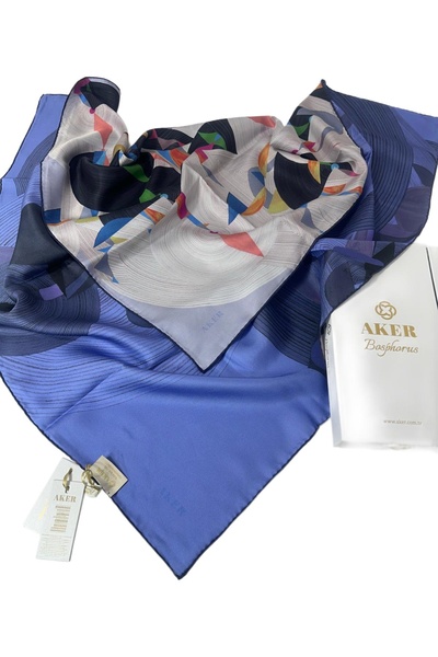 Aker Bosphorus Çift Taraflı  Tivil %100  İpek (Silk) Eşarp 90 X 90  - 8381712-922