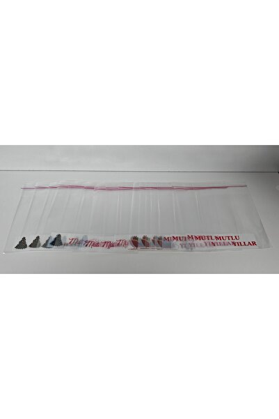 arminow YILBAŞI DESENLİ 10X15 CM YAPIŞKAN BANTLI ŞEFFAF POŞET - 20 ADET