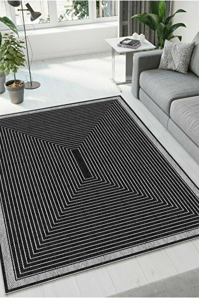 HaLıFoRuM Yumuşak Yıkanabilir Koridor Halısı Mutfak Kaymaz Oturma Salon Odası DZ-24-SİYAH